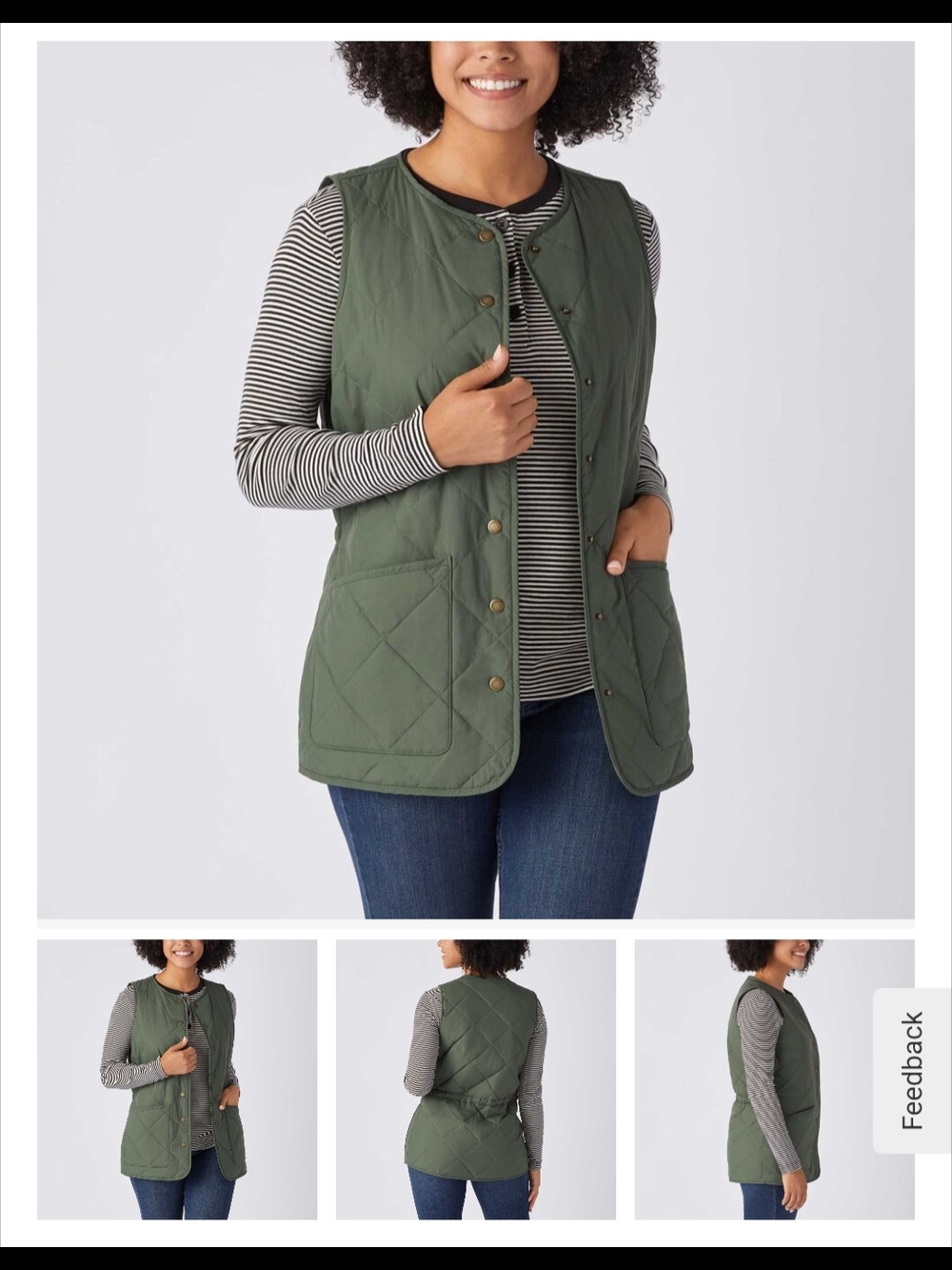 Quilted Sleeveless Utility Vest - Olive